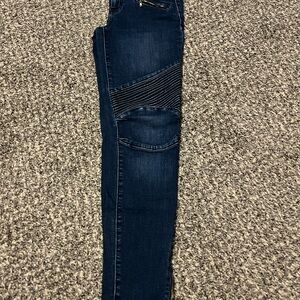 Sneak Peek Dark Indigo Moto-Detail Skinny Jeans